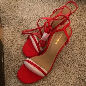Size 9 Fashion Nova Red Tie Heels